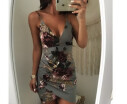 New Arrival Women Sexy Party Dress Irregular Floral Print Backless Bodycon Dresses