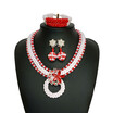 New Red Crystal Dubai Bridal Statement Necklace African Wedding Jewellery Set Bridal Jewelry Nigerian Party Jewelry Set For Women