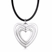 Heart Shape Stainless Steel Pendant Leather Necklace