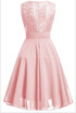 Womens Vintage Sleeveless Ruffles Belt Floral Lace Bridesmaid Chiffon Dress