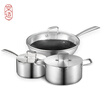 Beijing made pot set wok soup pot milk pot three-piece induction cooker universal
