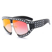 SHAUNA Venetian Pearl Decoration Oversize Women Sunglasses Fashion Men Red Lens Shades UV400