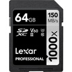 Lexar 64GB read 150MBs write 90MBs SDXC UHS-II U3 ​​V60 SD high speed memory card 1000x MLC particles