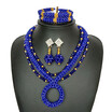 Multi-layer Blue Crystal Bead Bridal Statement Necklace Earrings Bracelets Sets African Beads Wedding Jewelry Sets For Women