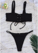 2018 Women Lace-up Bikini Set Low Waist Solid Color Brief Cut