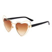 SHAUNA Oversize Double Rims Women Heart Sharp Sunglasses Fashion Ladies Clear Red Lens Shades UV400