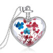 Aiyaya Blue Mini Flower Glass Lovers Heart Necklace for Girls Fashion Silver Ladies Fine Pendant Necklaces