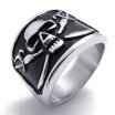 Hpolw Mens High QualityGothic Vintage Evil Demon Pirate Skull Ring silver&black Stainless Steel Biker Men Retro skeleton ring