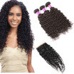 Glary Malaysian Deep Wave Hair With Closure Can Be Dyed Human Hair Bundles with Closure 3 Bundles with Free Part Hair Extensions