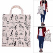 Cartoon Muscial Instruments Patterns Washable Cotton Cloth Handbag Music Tote Shoulder Grocery Shopping Bag for Students Girls