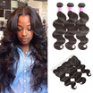 8A Malaysian Virgin Human Hair Body Wave Bundles With Ear to Ear Closure Wholesale Unprocessed Virgin Hair Bundles with Frontal