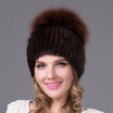 Natural fur womens hat winter mink fur hat wide side seam flower hat fashion warm hat discount hot sale