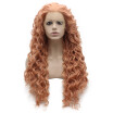 Iwona Synthetic Hair Lace Front Long Curly Orange Pink Wig