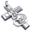 Hpolw High Quality Mens 316L Stainless Steel Sterling Silver Dragon Cross Pendant Necklace with 18-26 inch Chain