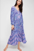 2018 New Boho Vintage FP Purple Print Long Dress