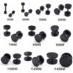 Hpolw Mens Womens Stainless Steel Round Tunnel Plug Stud Earrings Set 10 Pairs 3-14mm Black