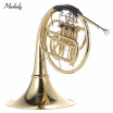 Ammoon French Horn BBb Flat 3 Key Brass Gold Lacquer Single-Row Split Wind Instrument with Cupronickel Mouthpiece Case for Music