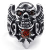 Hpolw Mens High quality Punk Rock Gothic Big wings skull ring Stainless Steel Finger rubies Rings HIPHOP Fashion mens Jewelry