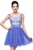 A-Line Sleeveless Bateau Short Tulle Appliques Prom Dresses