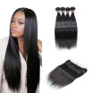 Ishow Straight Human Hair Lace Frontal Closure With 4 Bundles 7APeruvian Hair Weave Natural Black Free Shipping