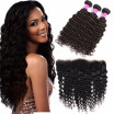 Unprocessed Deep Wave Brazilian Virgin Human Hair Bundles with 134 Lace Frontal Bundles Human Hair Extensions