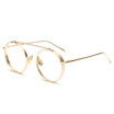 SHAUNA Wide Bridge Fashion Thick Metal Glasses Frame Women Round Eyeglasses Retro Men Anti-Blue Rays Clear Lens