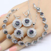 925 Silver Wedding Jewelry Sets For Women Multi Color Rainbow Topz Bracelet Earrings Necklace Pendant Rings