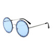 SHAUNA Luxury Crystal Decoration Women Round Sunglasses Oversize Ladies Rimless Shades UV400