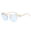 SHAUNA Unique Pin Sharp Bridge Women Rimless Cat Eye Sunglasses Fashion Men Transparent Pink Lens Shades UV400