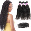 Glary Indian Human Hair Bundles Kinky Curly 3 Bundles With Closure 100 Unprocessed Virgin Hair Weave With Lace Closure