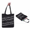 Washable Cotton Cloth Handbag Music Tote Shoulder Grocery Shopping Bag with Magnetic Button Musical Notation Pattern