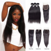 8A Straight Hair With Closure Indian Virgin Hair Bundles With Closure Human Hair with Crochet Closure 4x4 Soft&Bouncy