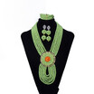 Fashion Trend Nigerian Wedding Crystal Jewelry Set For Women Green African Beads Jewelry India Bridal Costume Necklace Set