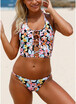 2018 Floral Halter Lace Up Back Low Waist Strappy Bikini Set