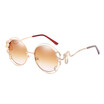 SHAUNA Double Rims Oversize Women Round Sunglasses Unique Crystal Decoration Ladies Gradient Lens Shades UV400