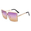 SHAUNA Oversize Half Frame Women Square Sunglasses Fashion Men Integrated Gradient Lens Shades UV400