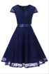 Lace Stitching Retro Belt Waist Slim Dress Homecoming Dress