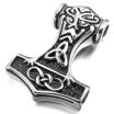 Hpolw Mens Stainless Steel Pendant Necklace Silver Thors Hammer Irish Celtic Knot Amulet -with 23 inch Chain