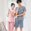 Dings grid summer couple pajamas short-sleeved Korean mens&womens home service suit J4832J4833 pink female models womens L code