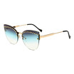 SHAUNA Retro Rivets Decoration Women Rimless Cat Eye Sunglasses Brand Designer Men Blue Gradient Sun Glasses UV400