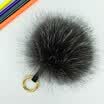 Piel de Zorro de Plata genuino Llavero Piel de Zorro de Plata Real Accesorios de las Mujeres de la Bola Fluffy Fox Pom Pom Bolso de la piel del encanto