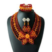 Champagne Nigerian Wedding Jewelry Sets Party Gift Beaded Crystal Necklace Set For Women African Wedding Beads Bridal Jewelry Set