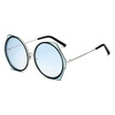 SHAUNA Oversize Women Round Sunglasses Popular Ladies Blue Mirror Coating Reflective Lens Glasses UV400