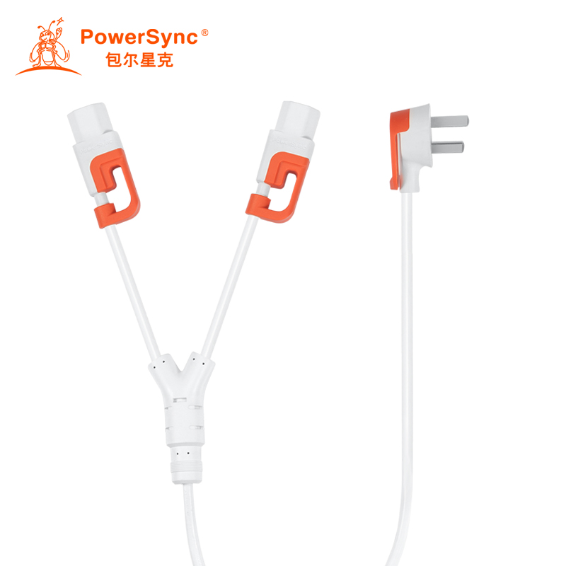 Baoer Xingke computer host display one minute two power cord 90 degrees three plug to 180 degrees one support two words tail white orange 1 meter 3PG-MP00001 MPFB9010