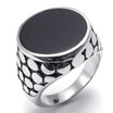 Hpolw Men Stainless Steel black Crystal Ring that black&white polka-dot fashion ring