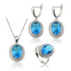 EIOLZJ Light Blue Cubic zirconia Silver Plated Jewelry Sets for Women Free Jewelry Box