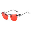 SHAUNA Unique Pin Sharp Bridge Women Rimless Cat Eye Sunglasses Fashion Men Transparent Pink Lens Shades UV400