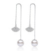 Fashion Tassel Drop Earrings For Women Cubic Zirconia Simulated Pearl Geometric Ear Line Dangle Statement Long Jewelry WHEG42