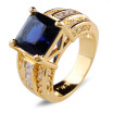 Aiyaya 12kt Yellow Gold Plated Cushion-cut Blue Sapphire High Quality Crystal Band Rings For Womens