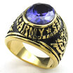 Hpolw Mens CZ Stainless Steel Ring Eagle Hawk US ARMY Blue Red Gold